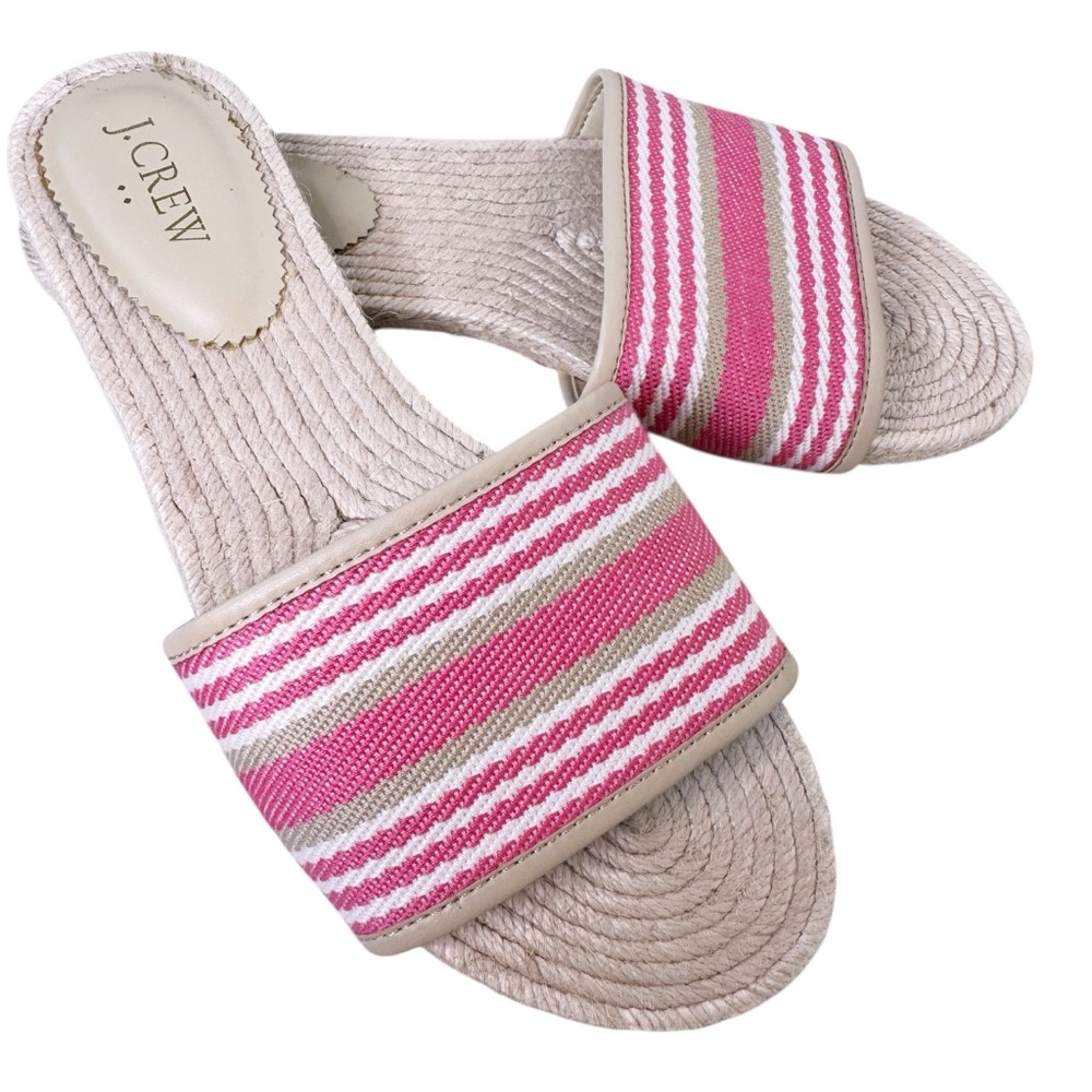 J. CREW Factory Striped Slide Sandals in Pink Size 9 - Picture 6 of 10
